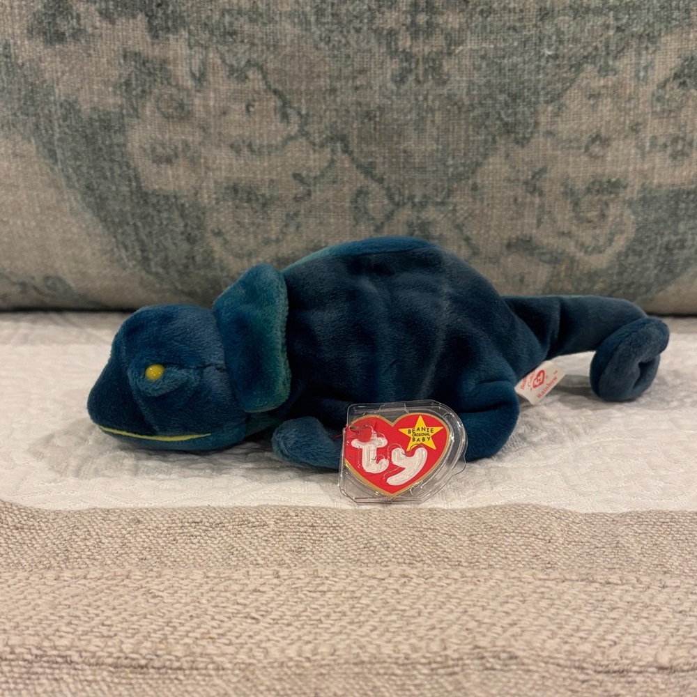 TY Beanie Babies "Rainbow" The Chameleon 1997 *RARE FABRIC &‎ TAG ERRORS